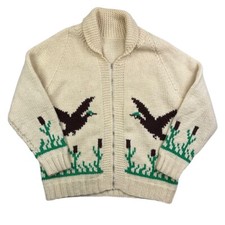 VTG 50s MARY MAXIM WOOL COWICHAN CARDIGAN MAL...