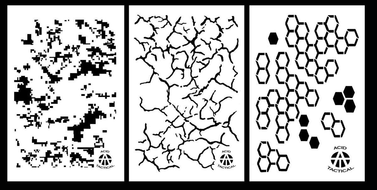3PACK Gun Camo Paint Stencils 14 3pack-gun-camo-paint-stencils-14-10mil-camouflage-cracked-earth-hexacam-digital-ebay