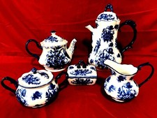 China Blue White Porcelain Lot Of Coffee Tea Pots Sugar Creamer More