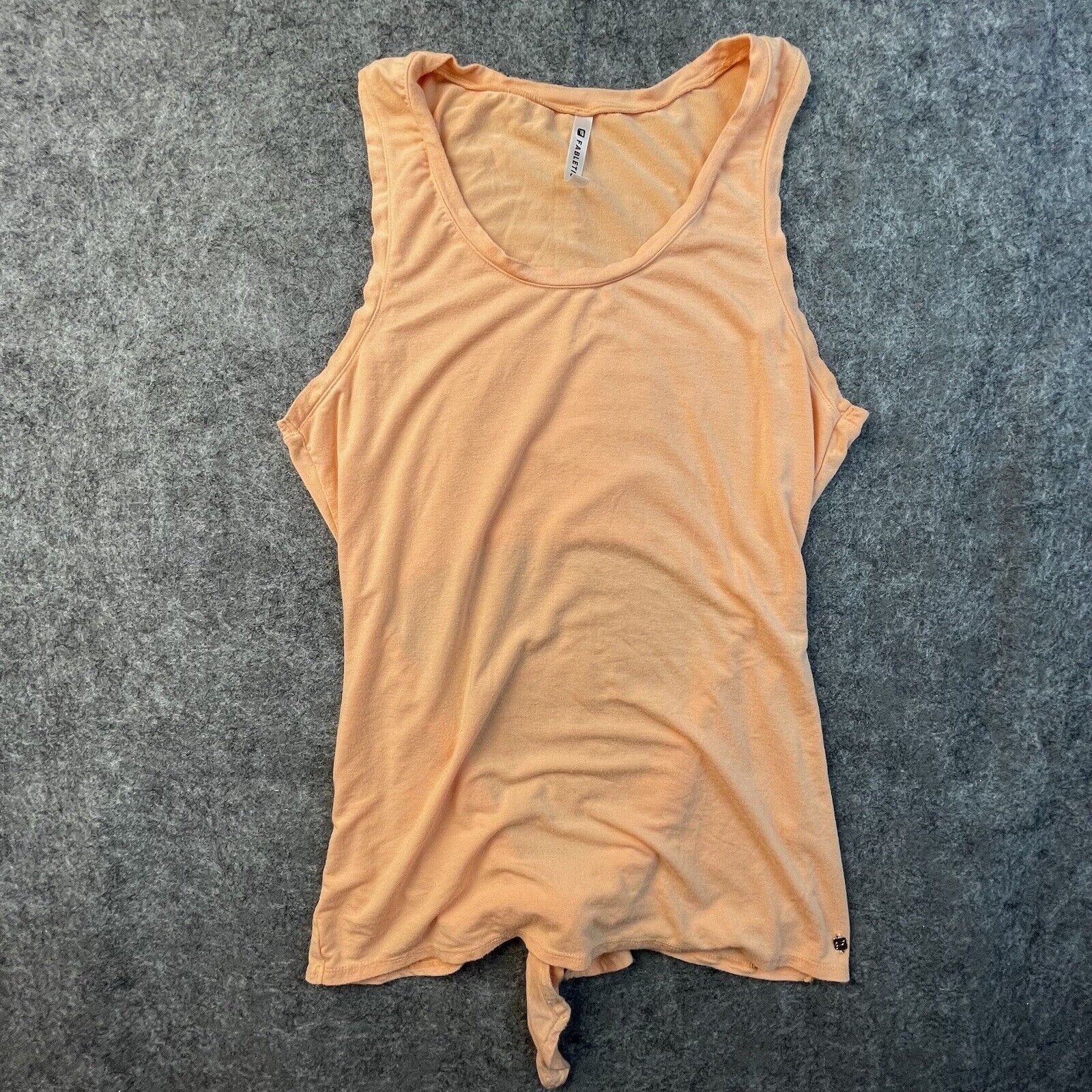 Fabletics Tank Top Womens Medium Orange Workout Cut Out Back Tie Yoga Pilates