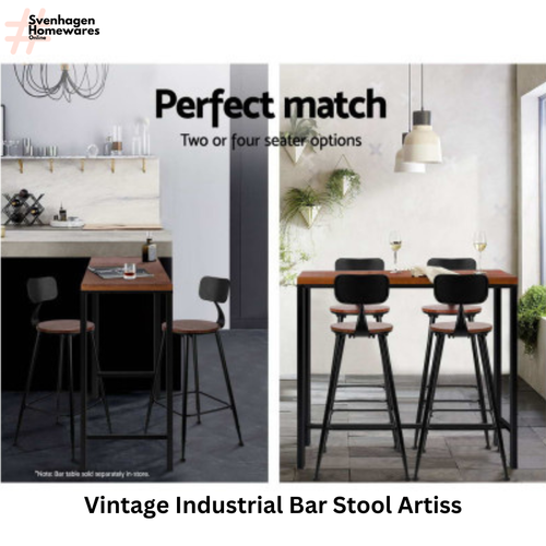 Artiss 2x Vintage Industrial Bar Stool Retro Barstools Dining Chairs Kitchen - Picture 6 of 7