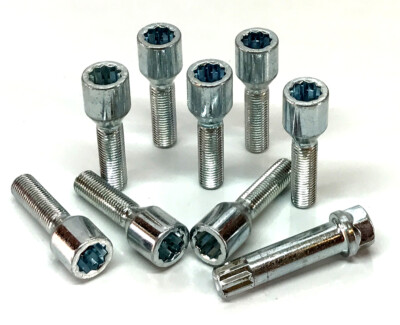 car wheel tuner bolts M12 x 1.5 extended 35mm + key - Chrysler Crossfire x 8