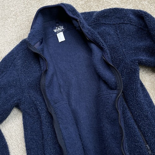 VTG Woolrich FULL ZIP DEEP PILE Pullover Sherpa Fleece Jacket Womens SMALL BLUE - Picture 10 of 13