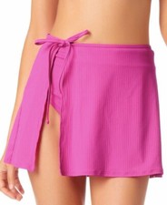 California Waves Junior s Ribbed Sarong Skirt Cover up Purple Size Medium