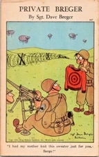 1943 Artist-Signed DAVE BREGER Comic Military Linen Postcard Private Breger #307