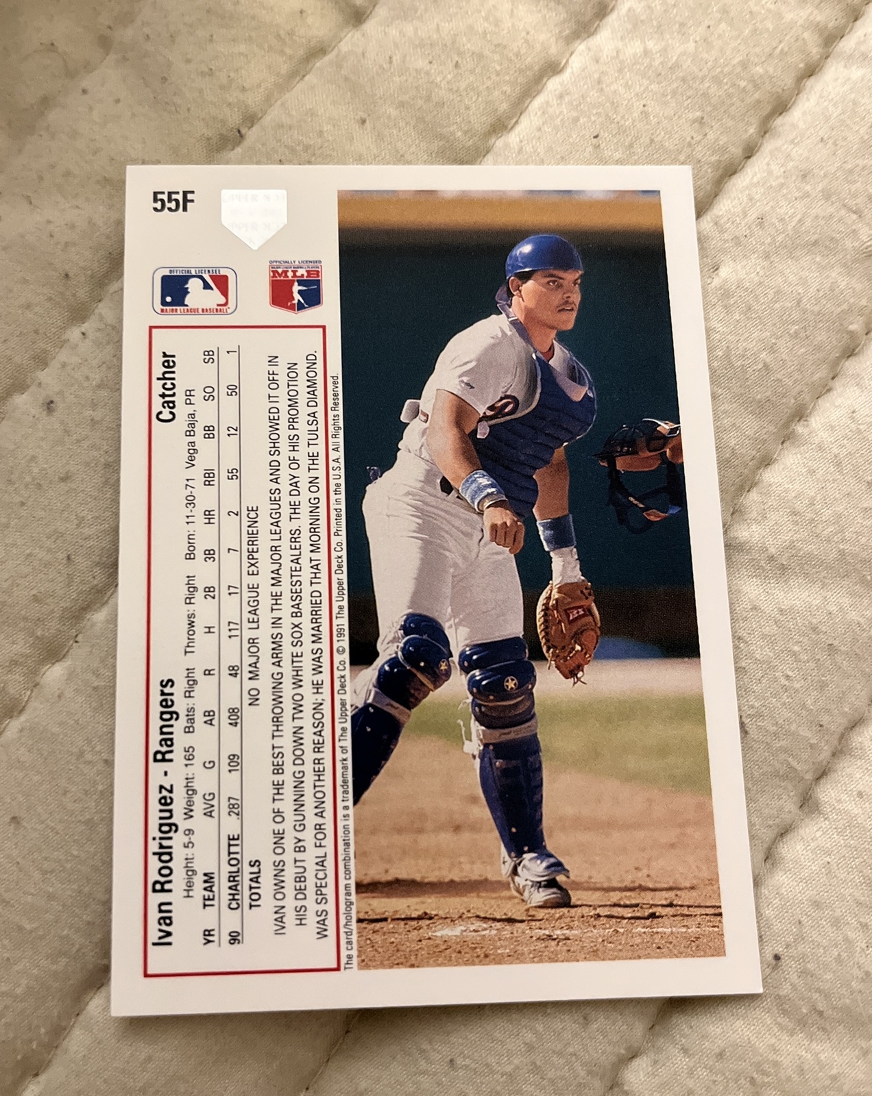 1991 Upper Deck Pudge 1991 Upper Deck Ivan 'Pudge' Rodriguez #55F