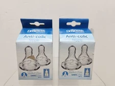 2 PK of 2 Dr. Brown's Medium Flow Narrow Bottle Nipples Level 2 3m+ No 322
