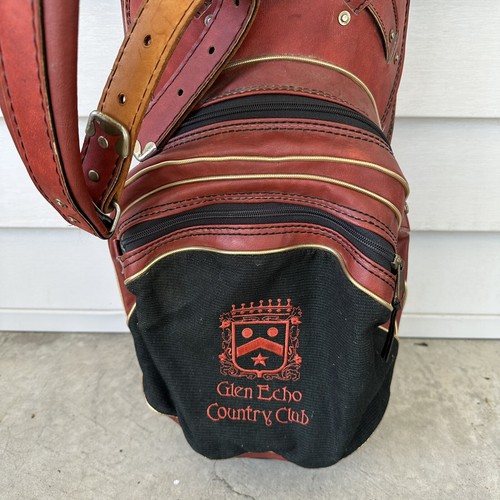 Vintage Classic Titleist Red Black Gold Faux Leather Canvas Golf Bag USA Made - Picture 4 of 12