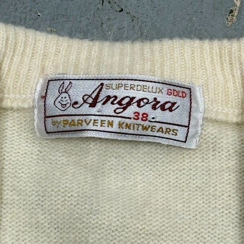Suéter tejido vintage Angora Rabbit Hari Fair Isle 38 mediano - Imagen 3 de 7