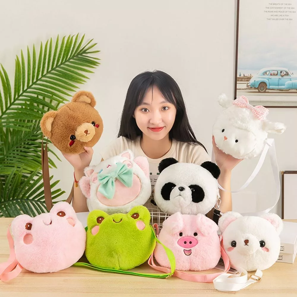 Cartoon Plush Coin Purse Bag Plush Frog Doll Children Messenger Shoulder Bag