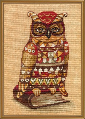 Eule mit Buch Kinder Motiv Kreuzstich Packung Stick Set Thread embroidery kit149