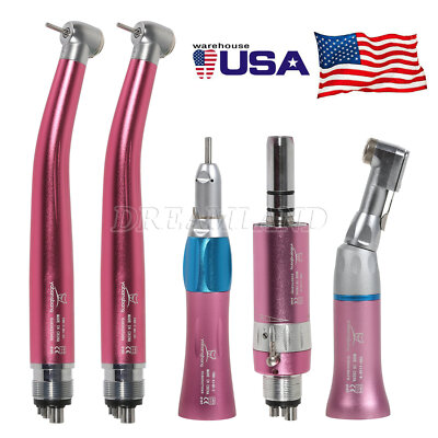 Dental Estilo NSK Alta y Baja Velocidad /Kit de Pieza de Mano de 4 Agujero Pink