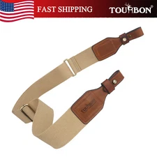 TOURBON Webbing Leather Tactical Gun Slings Hunting Shooting Rifle/Shotgun Strap