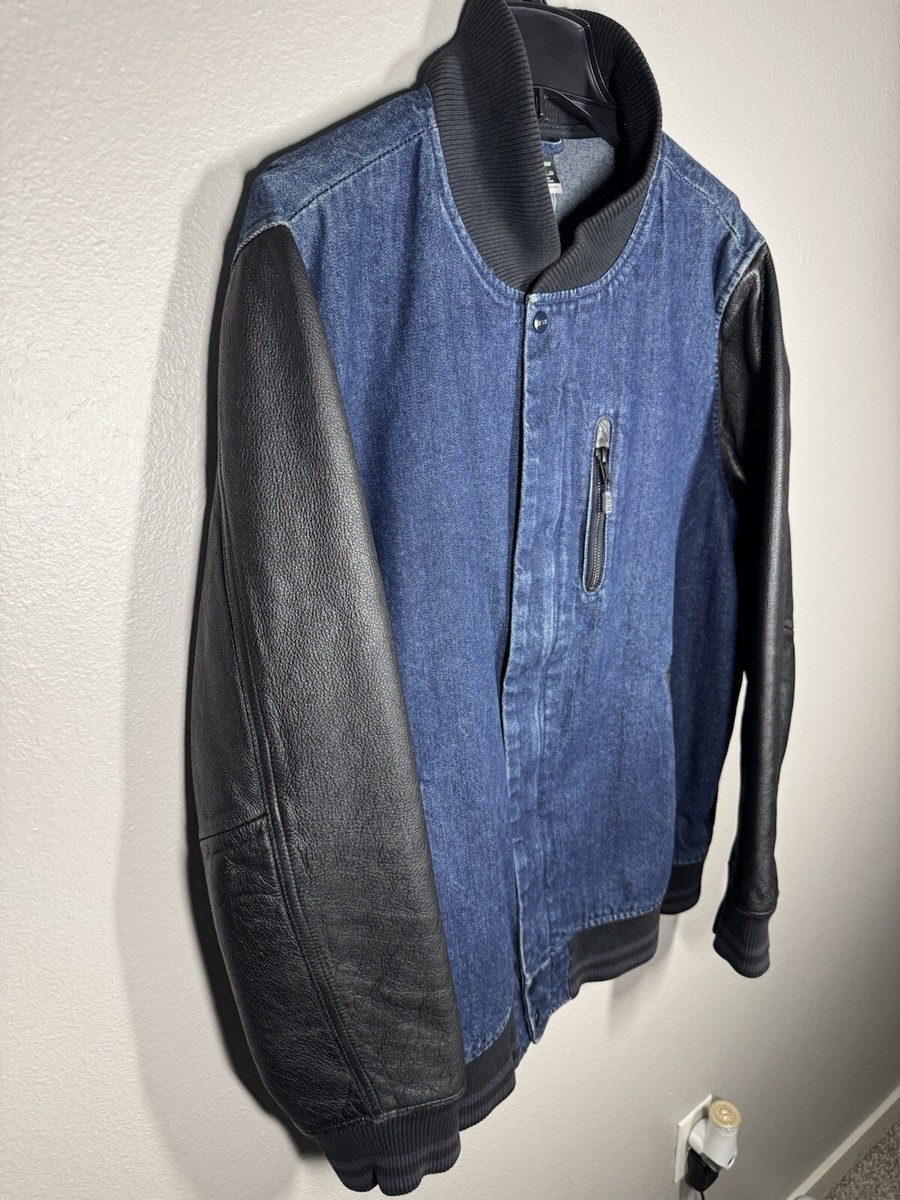 Nike NSW Selvedge Denim Leather Destroyer Jacket Men's Size XL