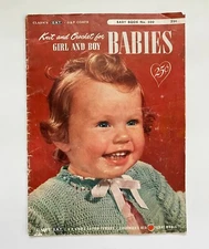 Clarks J&P Coats 1951 Knit & Crochet For Girl & Boy Babies Book Spool Cotton Co