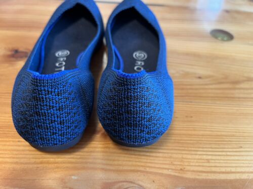 Rothy's The Point Python Bright Blue Pointed Snakeskin Print Flats W8 - Picture 3 of 7