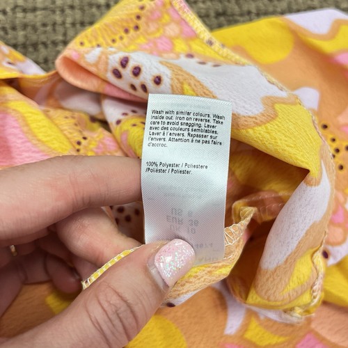 River Island Size 12 Floral Print Orange 60s Retro Curved Seam Midi Dress BNWT - Picture 15 of 16
