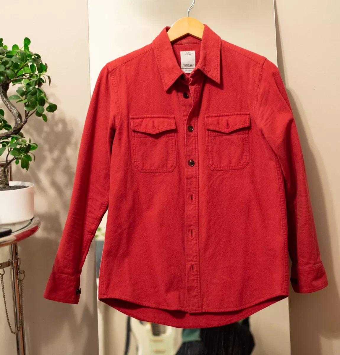 Visvim Black Elk Flannel Shirt Red Cochineal Dye Y.D - Size 1 Small