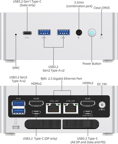 MINISFORUM NAB9 Mini PC 12th Gen i9-12900HK 5.0GHz 32GB-RAM 512GB-SSD HDMI USB-C - Picture 5 of 8