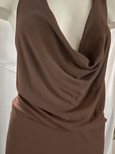 New$1095  L DONNA KARAN COLLECTION black label draped Stretchy DRESS Large Brown - Picture 1 of 11