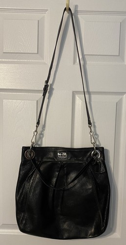 Coach Hobo Crossbody Shoulder Handbag Purse Black Leather Adjustable Strap
