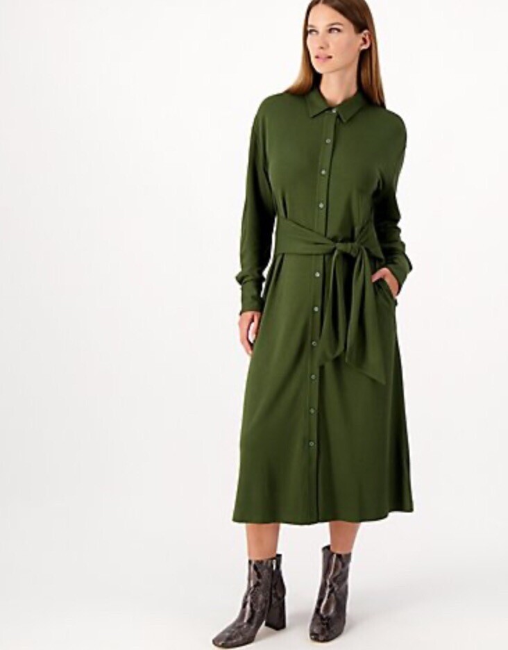 army green tunic dress Modest Women's Shirt Dress 12502 main image 0