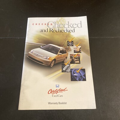 #ad HONDA CERTIFIED USED CARS CHECKED AND RECHECKED WARRANTY MANUAL BOOKLET $12.35