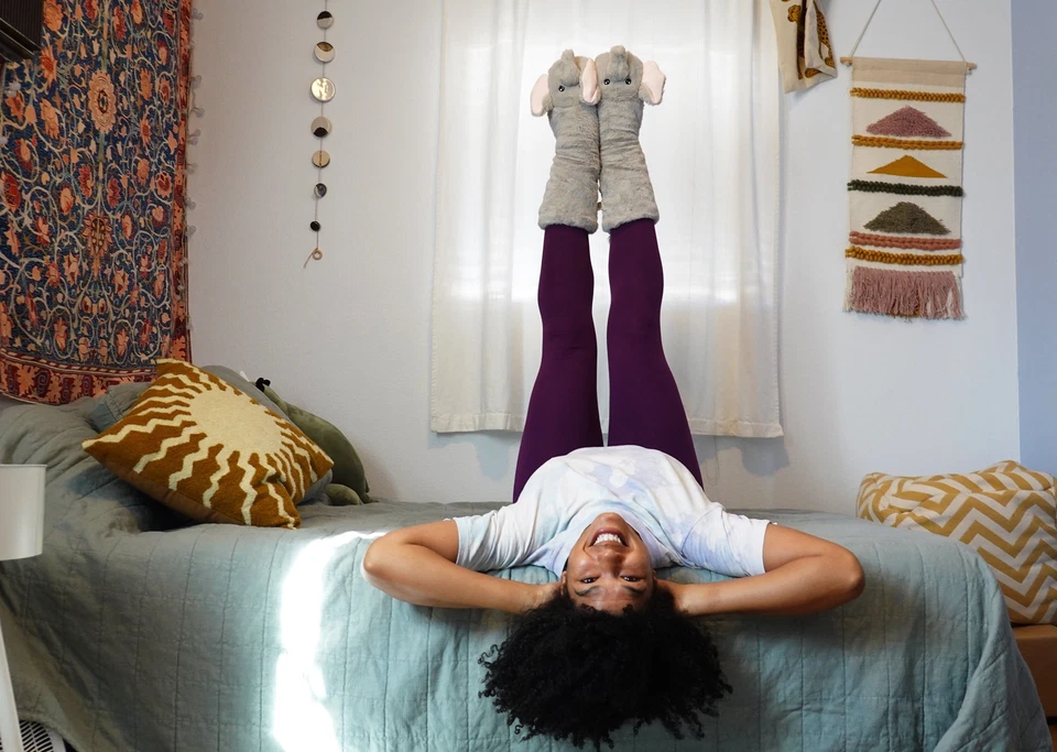 Zapatillas Sherpa Difusas OoohGeez Para Mujer, Mi Elefante, Antideslizantes Animales de Casa Calcetines Foto 3 de 4