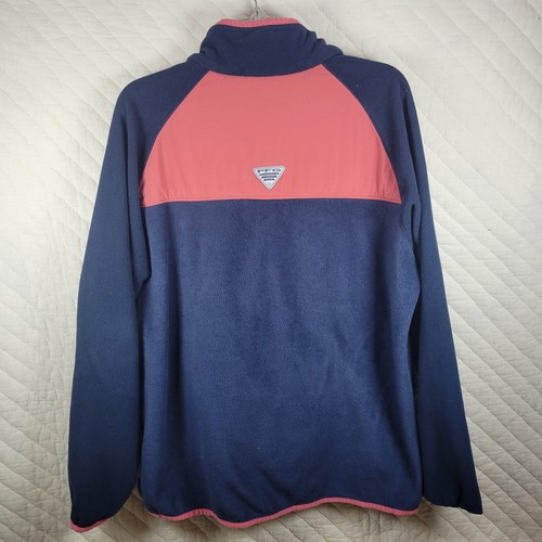 Columbia PFG Mens Size L Blue Pink 1/4 Snap Fleece Pullover Pockets Fishing EUC - Picture 7 of 9