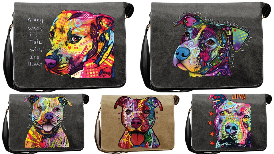 Pit Bull Tasche Umhängetasche Schultertasche Freizeittasche Hund Motiv Neon