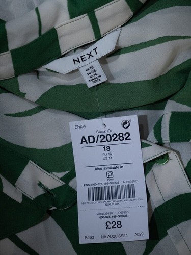 Next Green Tie Belt Shirt Dress UK 18 - Picture 6 of 8
