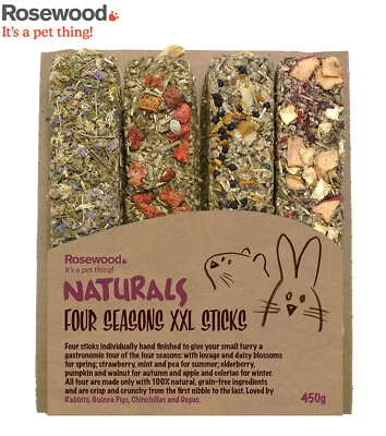 ROSEWOOD NATURALS FOUR SEASONS XXL SMALL ANIMAL RABBIT GUINEA PIG TREAT STICK GRAIN FREE