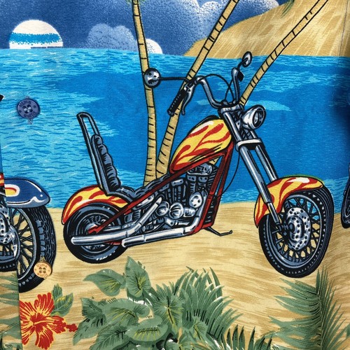 RIMA HAWAIIAN Aloha Camicia MOTO Floreale Palma Spiaggia Chopper Rosso Uomo XL - Foto 6 di 12