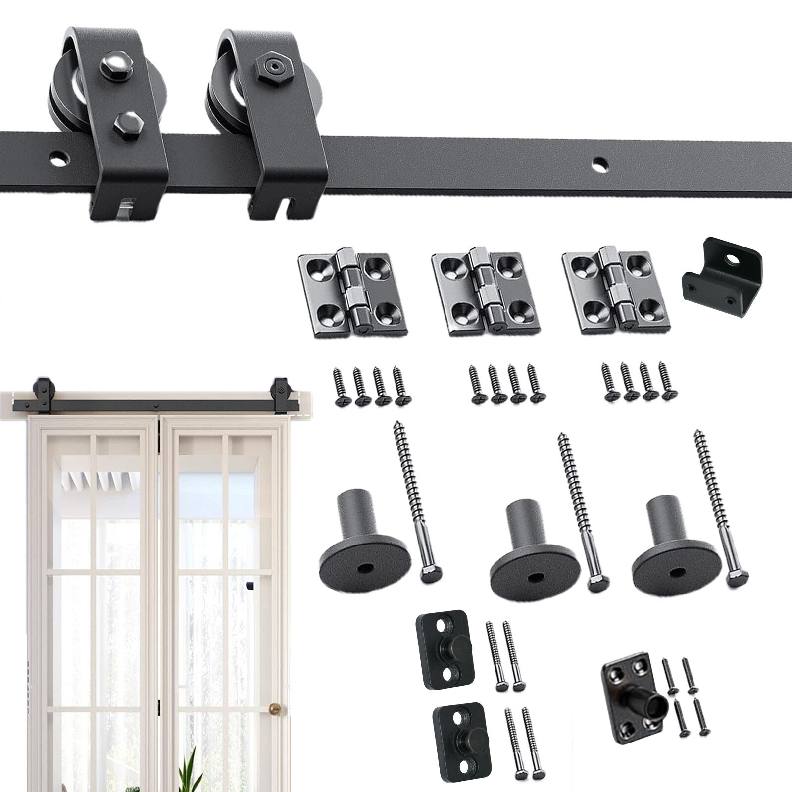 2.8FT Sliding Barn Door Hardware Kit Modern Closet Hang Style Track Rail