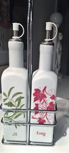 Essig & Öl, Porzellan Ausgießer, 25 cm hoch mit Behälter! Selten! - Bild 2 von 3