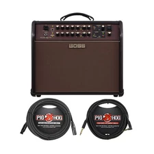 BOSS Acoustic Singer Pro 120-Watt Bi-Amp Amplifier Cables Bundle