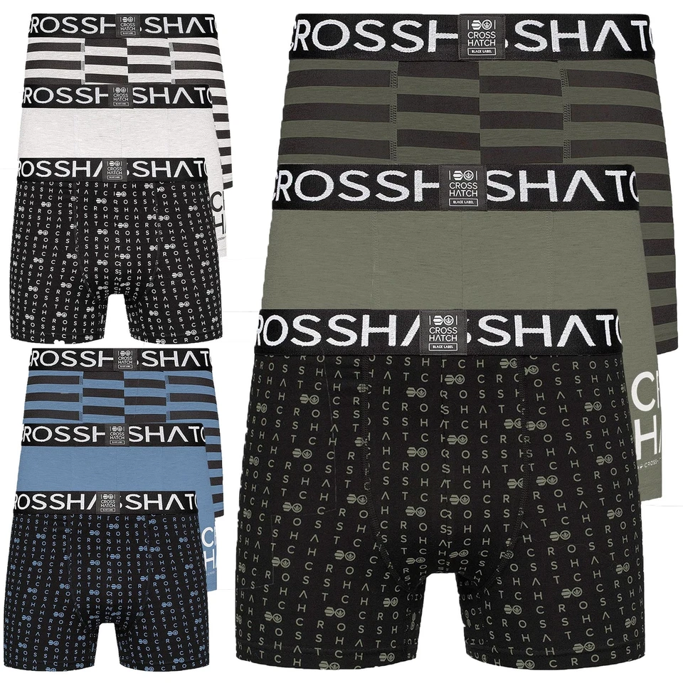 Crosshatch 6 & 3 Pack Mens Striped Boxers Shorts Underwear Designer Assorted Set