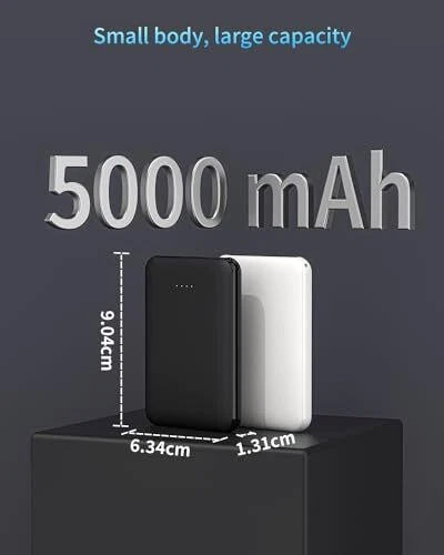 [2 pezzi] Mini Power Bank piccola ma forte batteria esterna 5000 mAh, power bank - Immagine 3 di 4