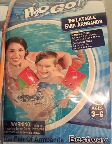 Lot Of 2-H2O Go Inflateable Swim Armbands 1 Pair Each Ages 3-6 - Picture 3 of 3