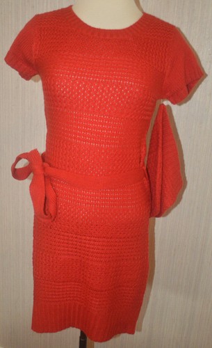 Red Short Sleeve Sweater Dress \u0026 Beanie 