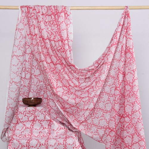 2.5 Yard Indian Cotton Fabric Handmade Hand Block Printed Fabric Clothing Fabric - Picture 3 of 9