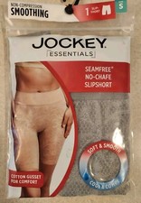 Jockey Essentials Women's SMALL Seamfree No-Chafe Slipshort GRAY 10724