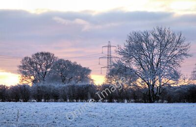 Foto 12x8 Schneeszene am späten Nachmittag Wilberfoss Pylon am Ende privat c2010