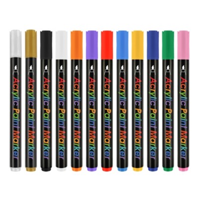 12 Colors Acrylic Paint Markers Quick-drying Graffiti Pens Coloring Pen for Teen