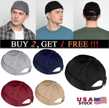 Large Brimless Hats Rolled Cuff Skull Cap Adjustable Sailor Docker Cap Xmas Gift