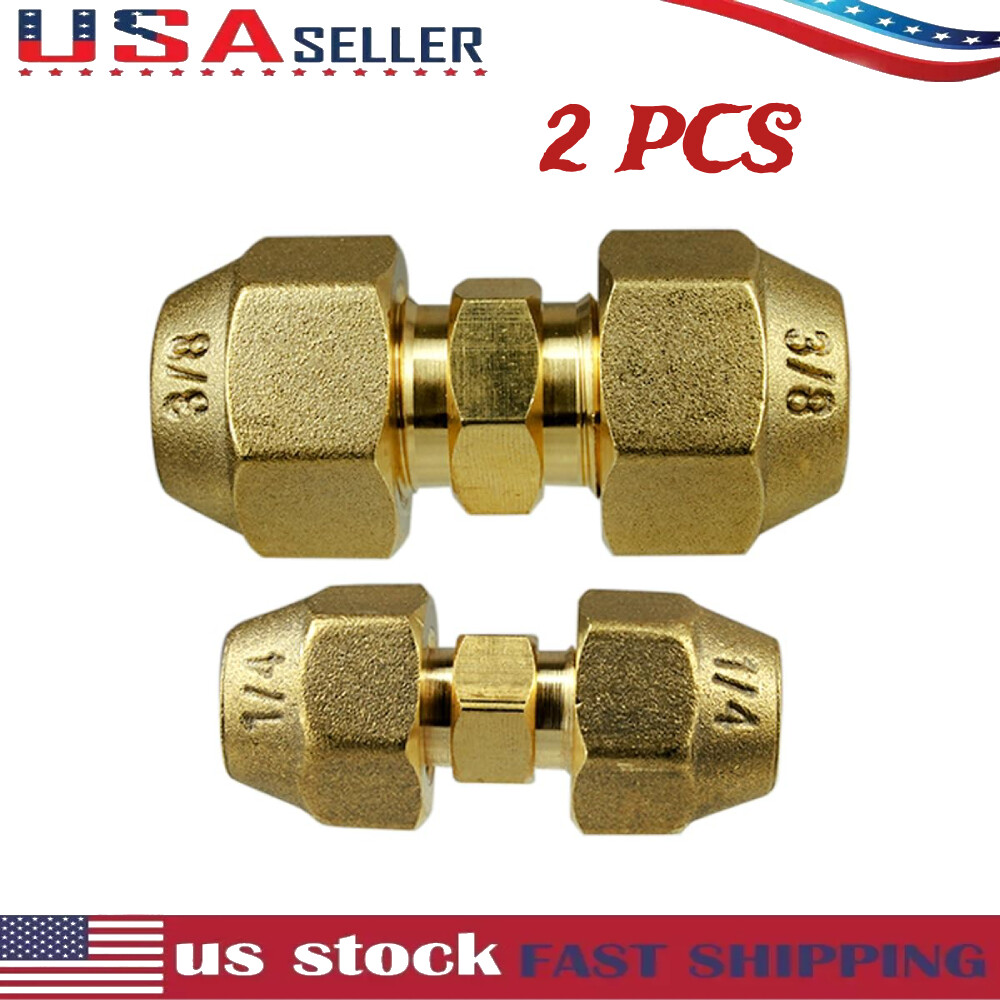 Copper Pipe Extension Joint Connectors w/ Flare Nuts & Connectors for 3/8 &1/4''