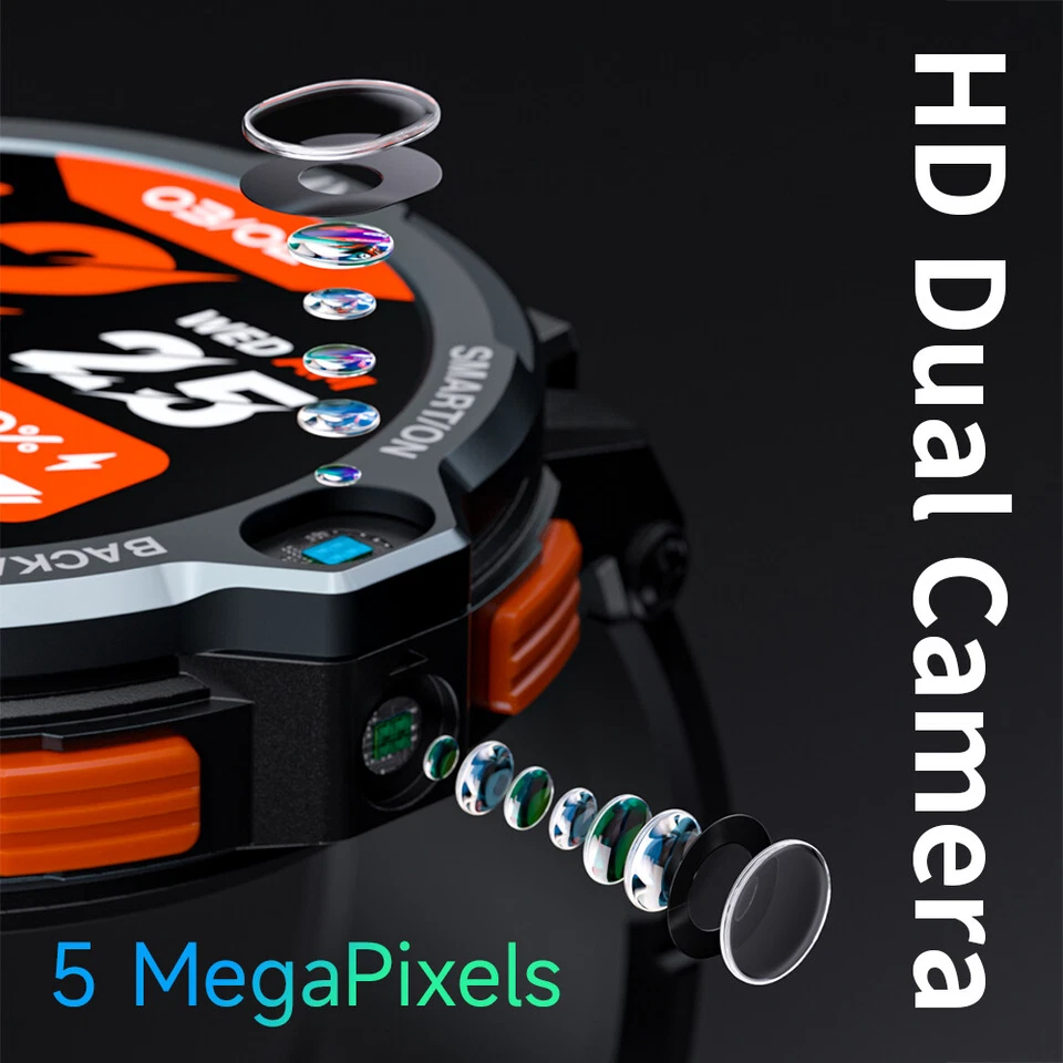 4G WIFI Smartwatch Touchscreen SIM Phone Watch Dual Camera Bluetooth Call 4+64GB - Image 4 of 4