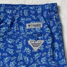 Columbia PFG AOP Marlin Print Swim Trunks Mens XL 6  Inseam Mesh Lined