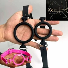 Silicone Open Mouth Gag Flirting O-Ring Oral Plug Restraint Harness Roleplay SM