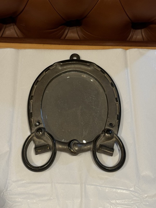 Vintage Metal Horseshoe Mirror Picture Frame Hanging Cowboy Western
